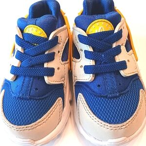 NIKE Huarache Slip-On Athletic Toddler Sneakers White/Yellow/Blue Size 4C